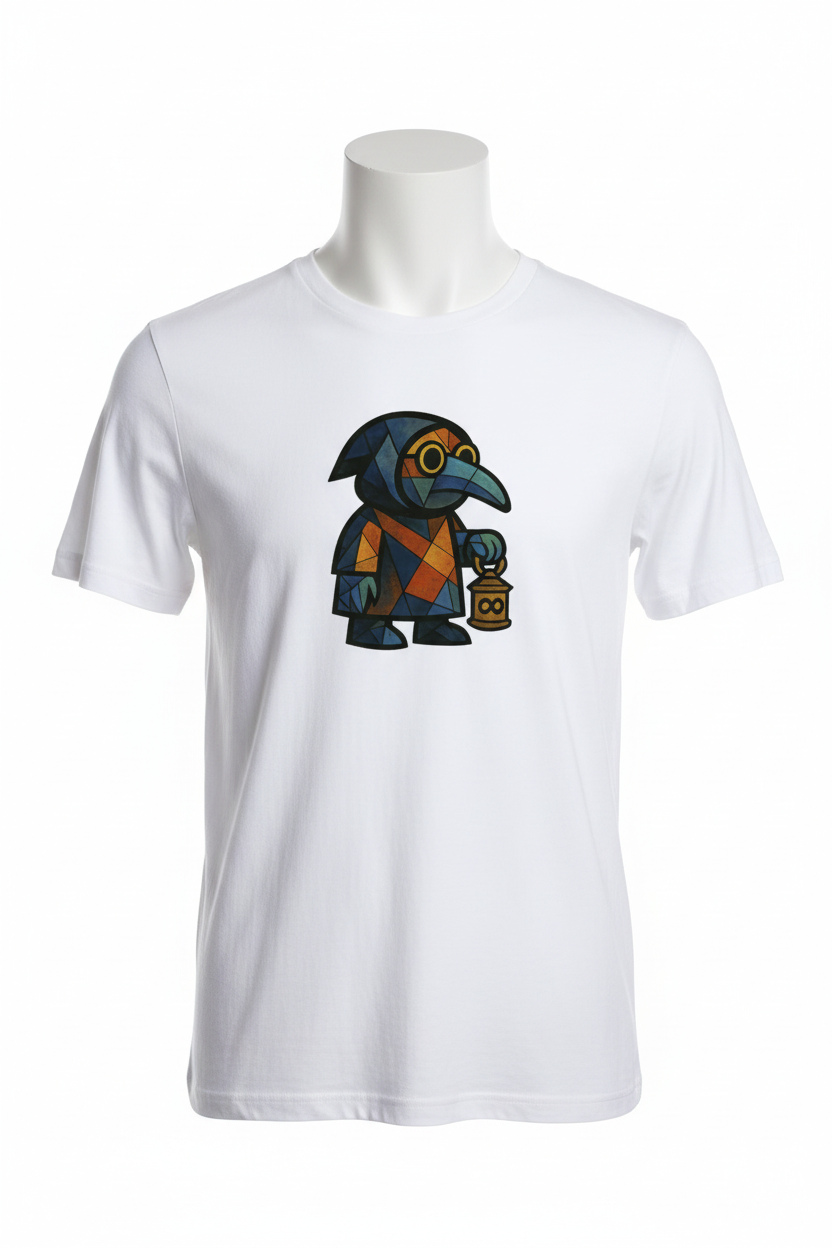 Camiseta blanca con diseño cubista