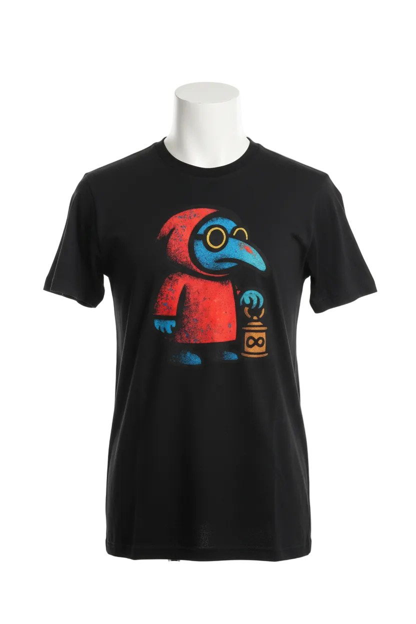 Camiseta negra en torso sin cabeza