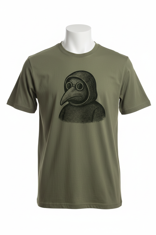 Camiseta verde olivo en maniquí sin cabeza